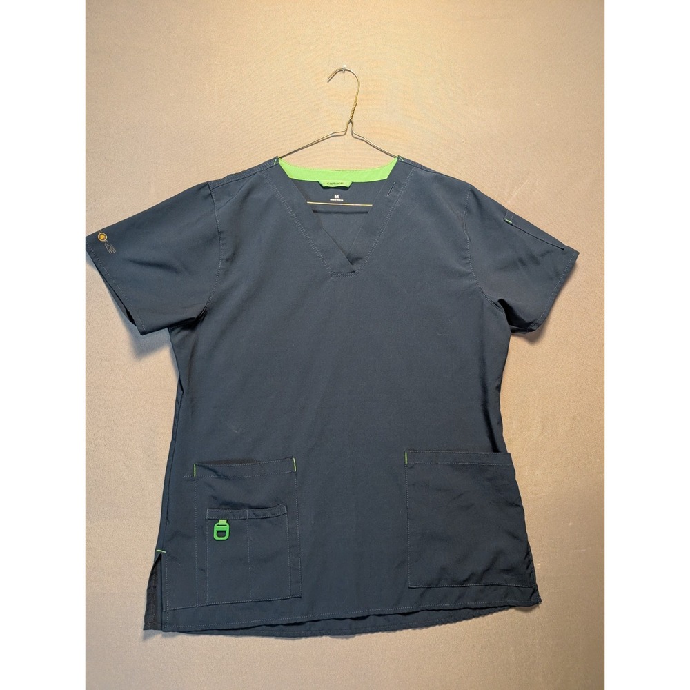 Carhartt Force Medical Scrub Top Womens M Dark Navy Stretch Cross Flex V-Neck